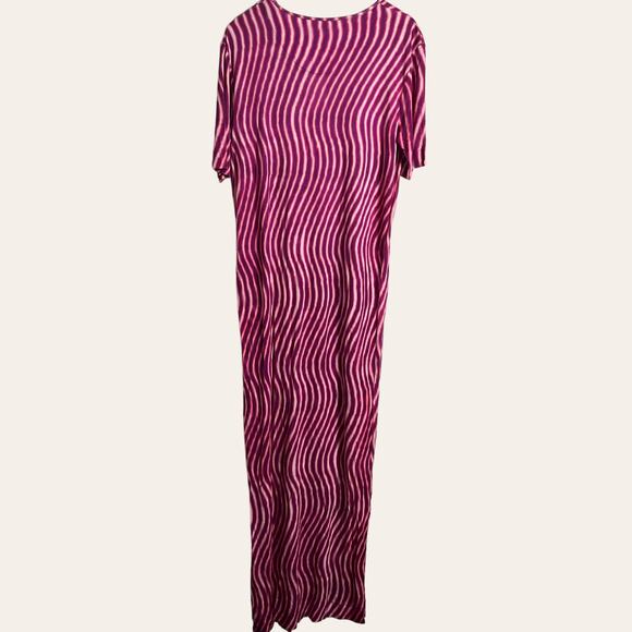 Dries Van Noten Len Lye Pink Striped Print Slit Jersey Maxi Dress Size L - Picture 10 of 13